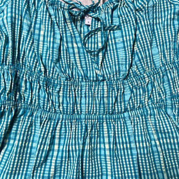 Rails Brenda Dress Augusta Mini Check Teal Yellow Size Small - Picture 4 of 12